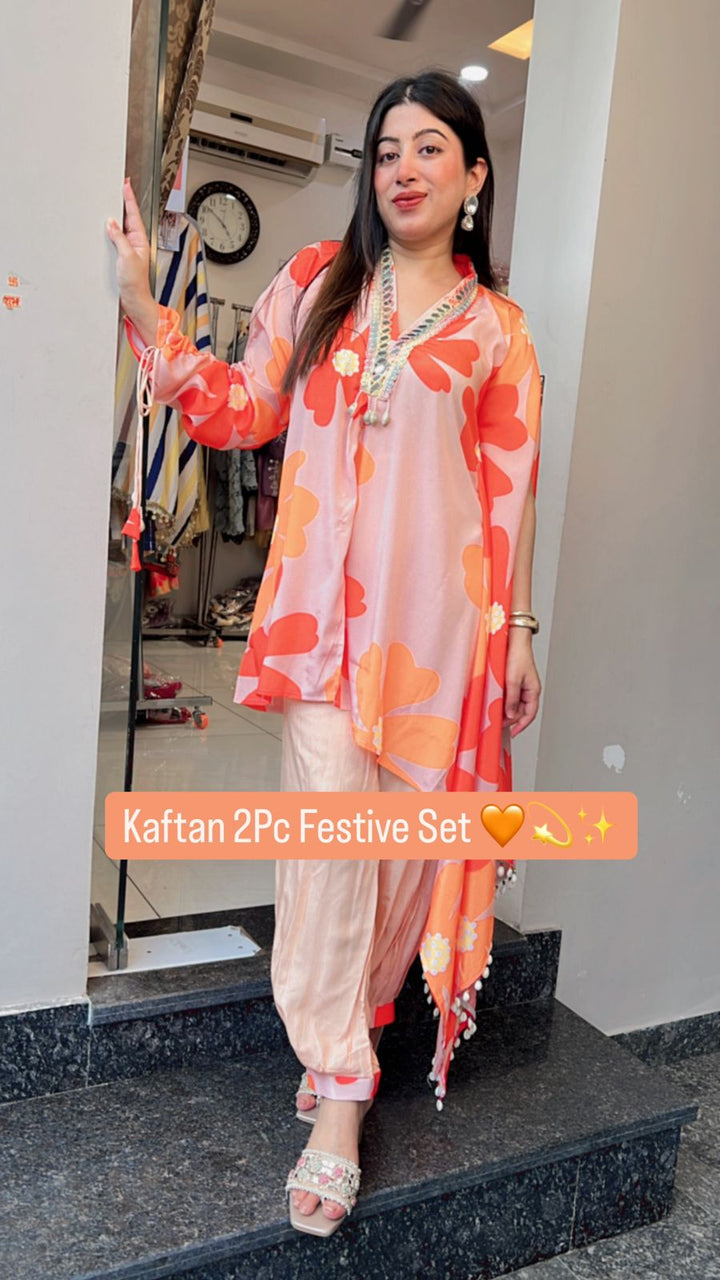 DESIGNER FESTIVE  ONE SIDED KAFTAN SET