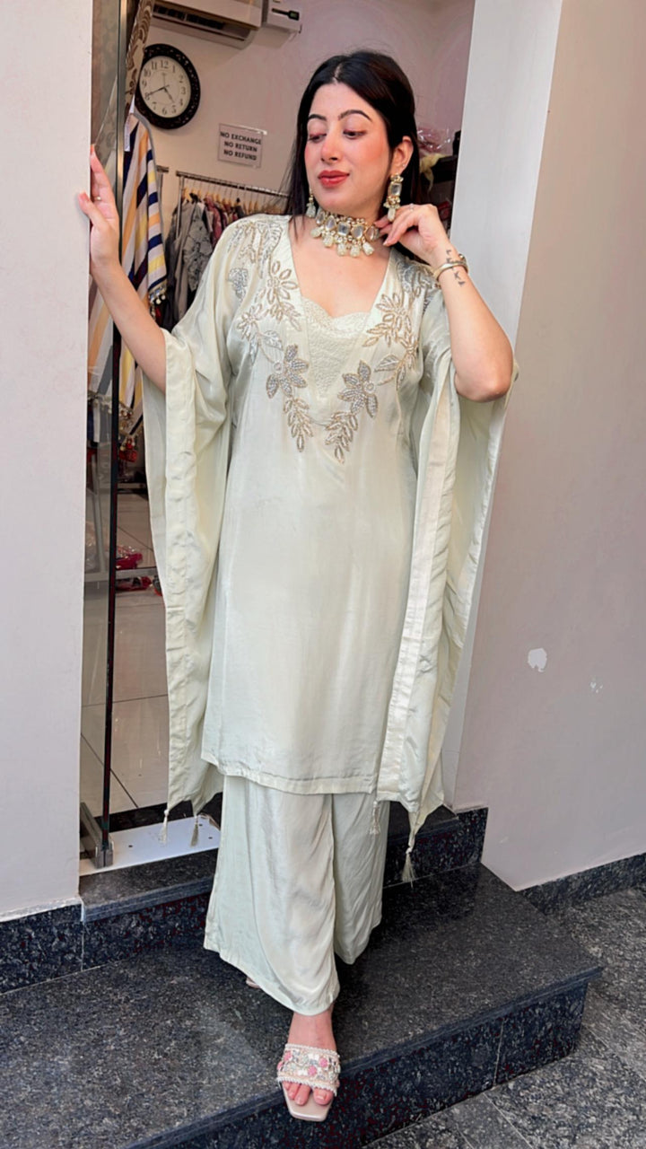 PISTA GREEN HANDWORKED KAFTAN