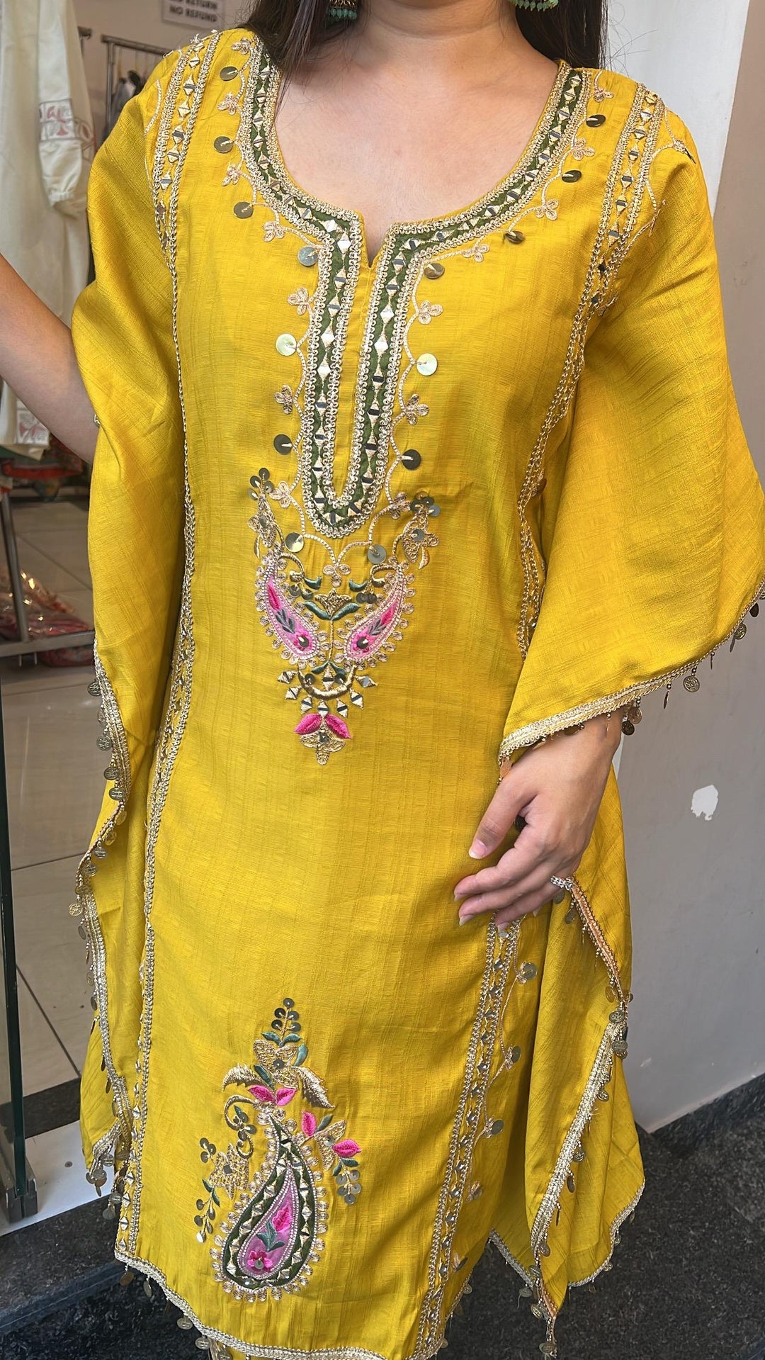 YELLOW MUSTARD TULIP PANTS KAFTAN SET