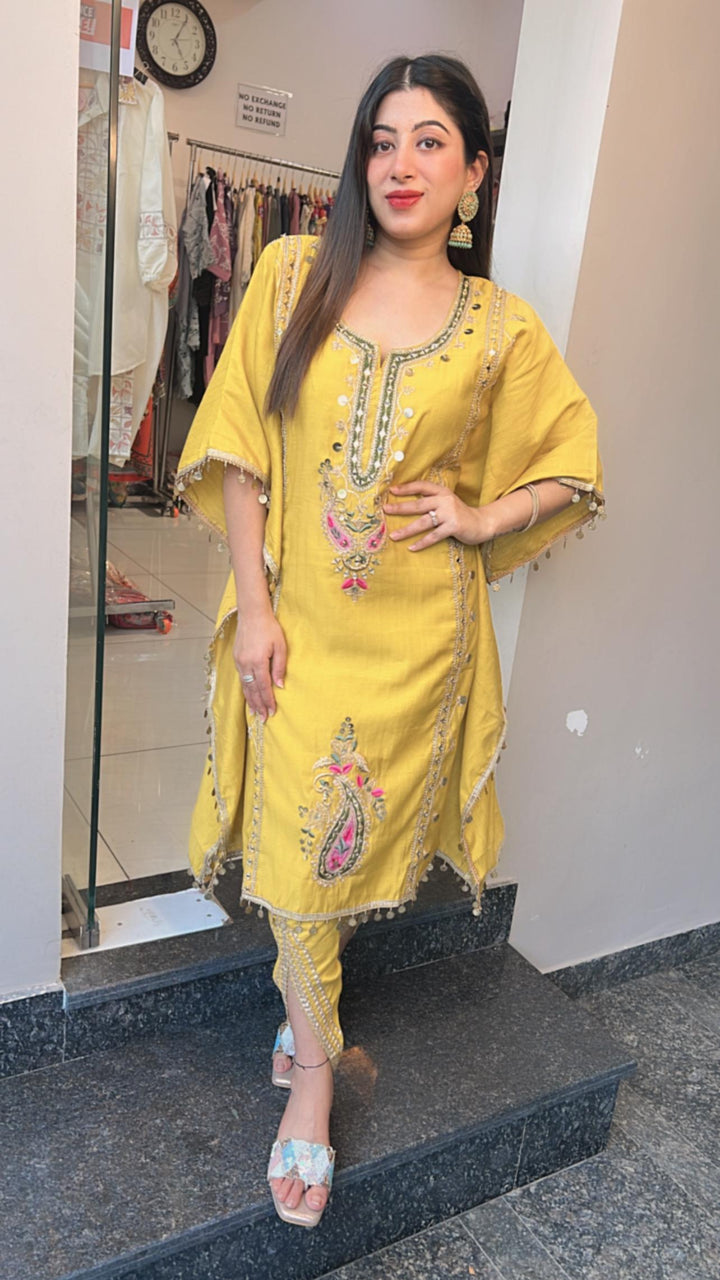 YELLOW MUSTARD TULIP PANTS KAFTAN SET