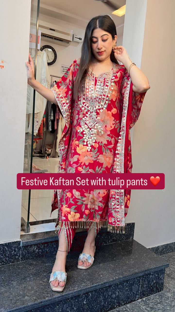 TULIP PANTS KAFTAN FESTIVE SET