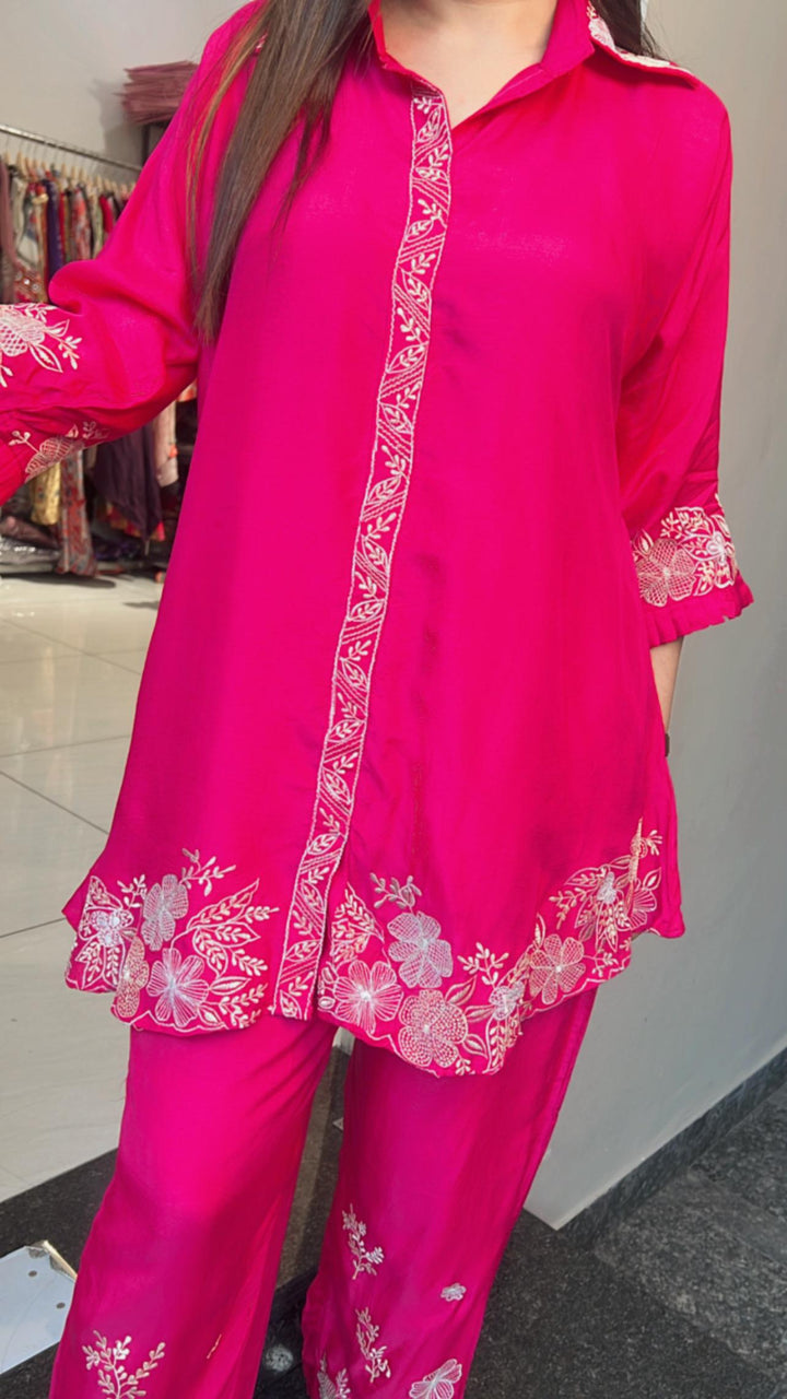 HOT PINK FESTIVE EMBROIDRED SET