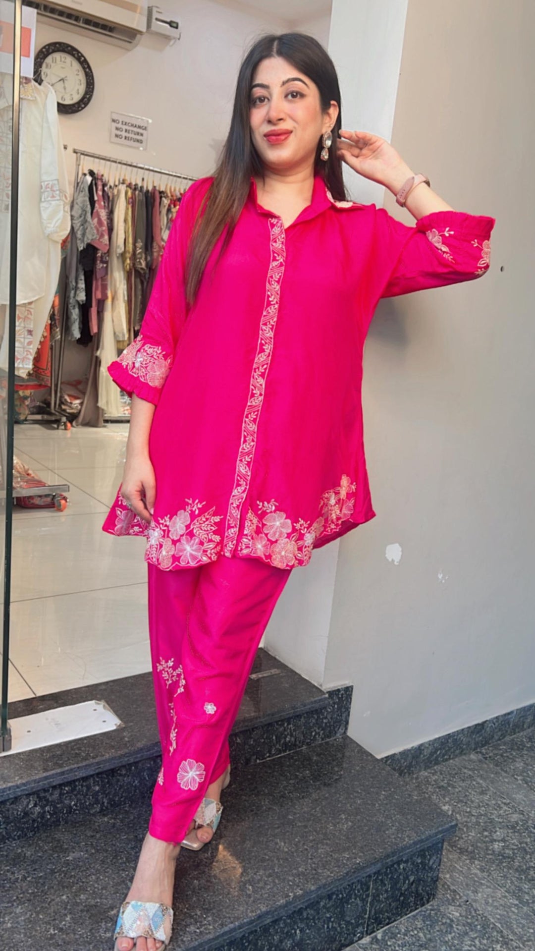 HOT PINK FESTIVE EMBROIDRED SET