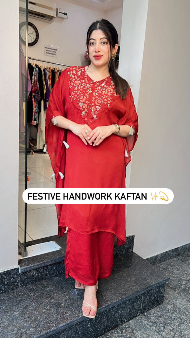 FESTIVE CHINNON HANDWORKED KAFTAN SET
