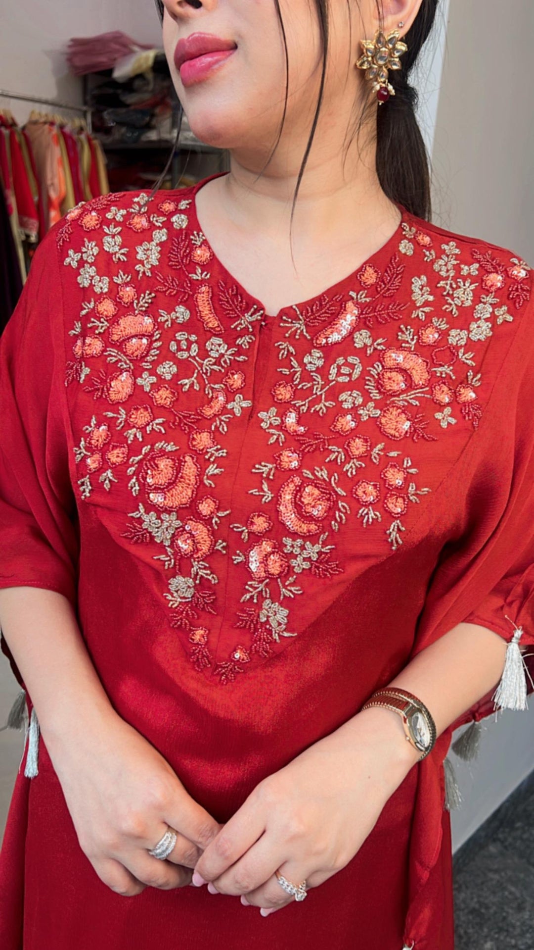 FESTIVE CHINNON HANDWORKED KAFTAN SET
