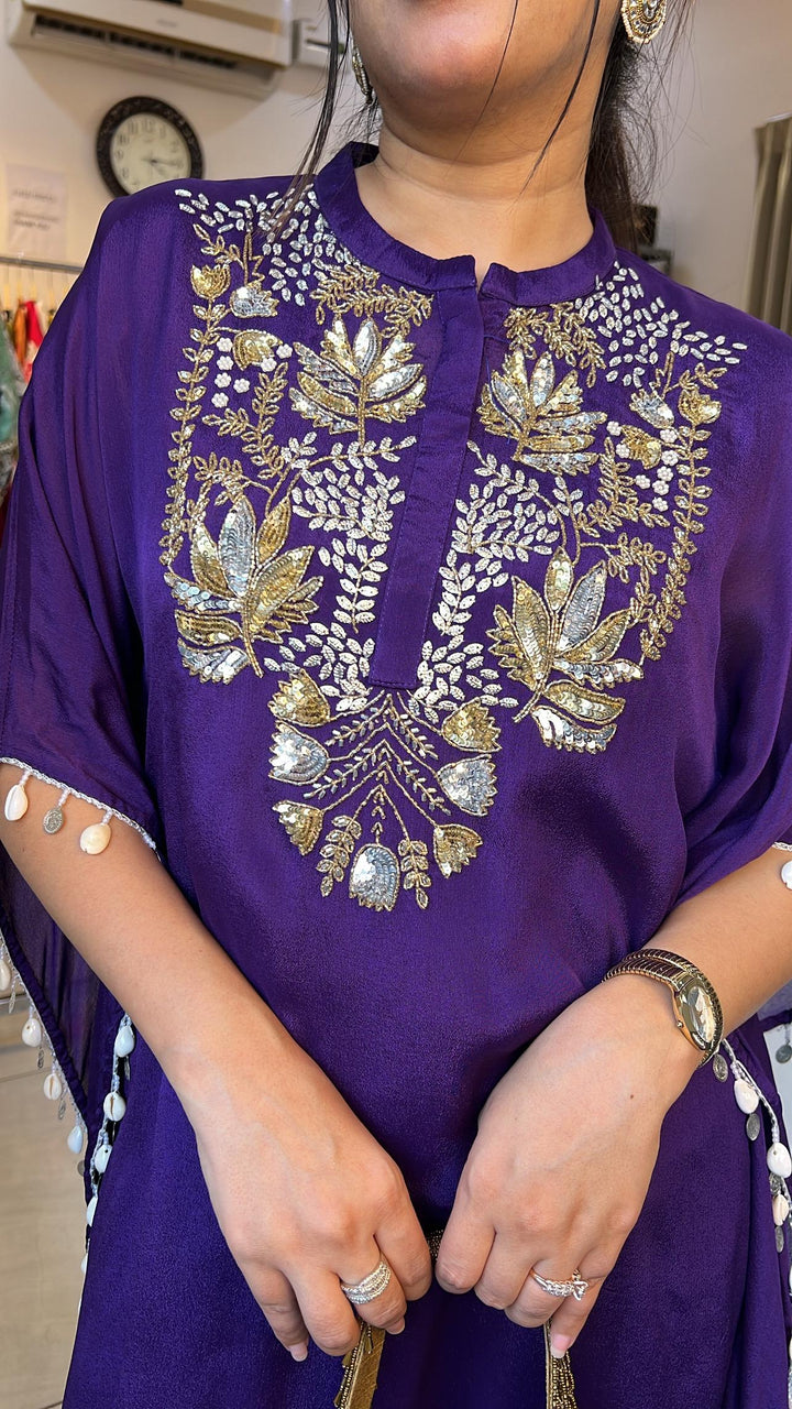 SEQUIN,PEARL HAND EMBELLISHED KAFTAN SET