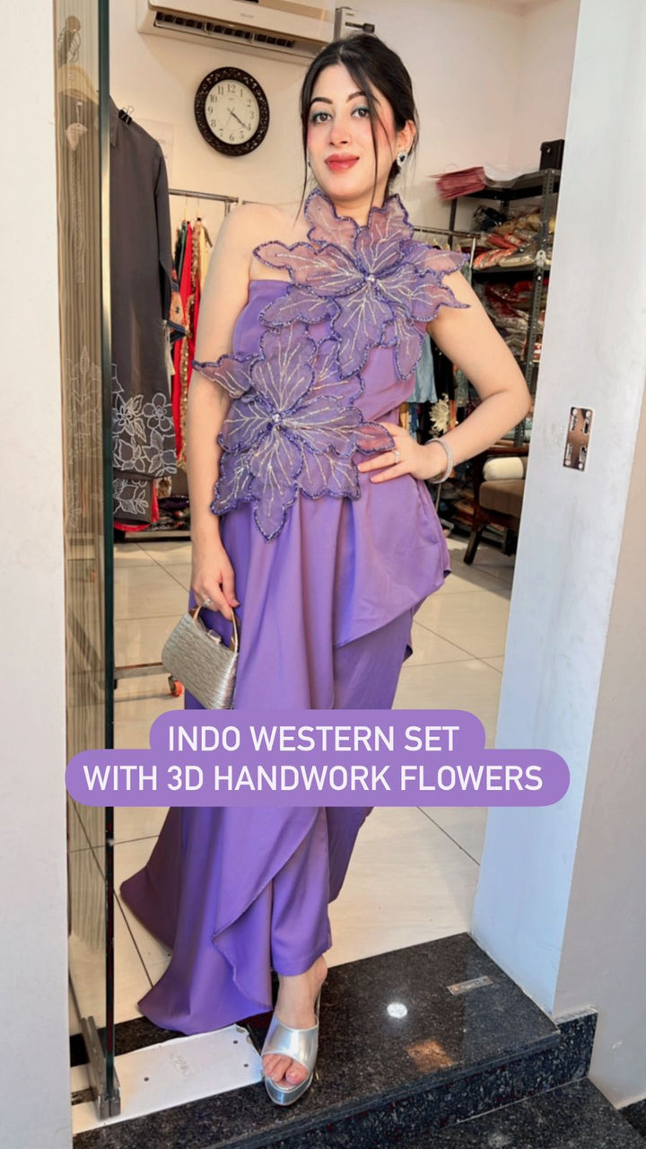 3D FLOWER INDO-WESTERN SET