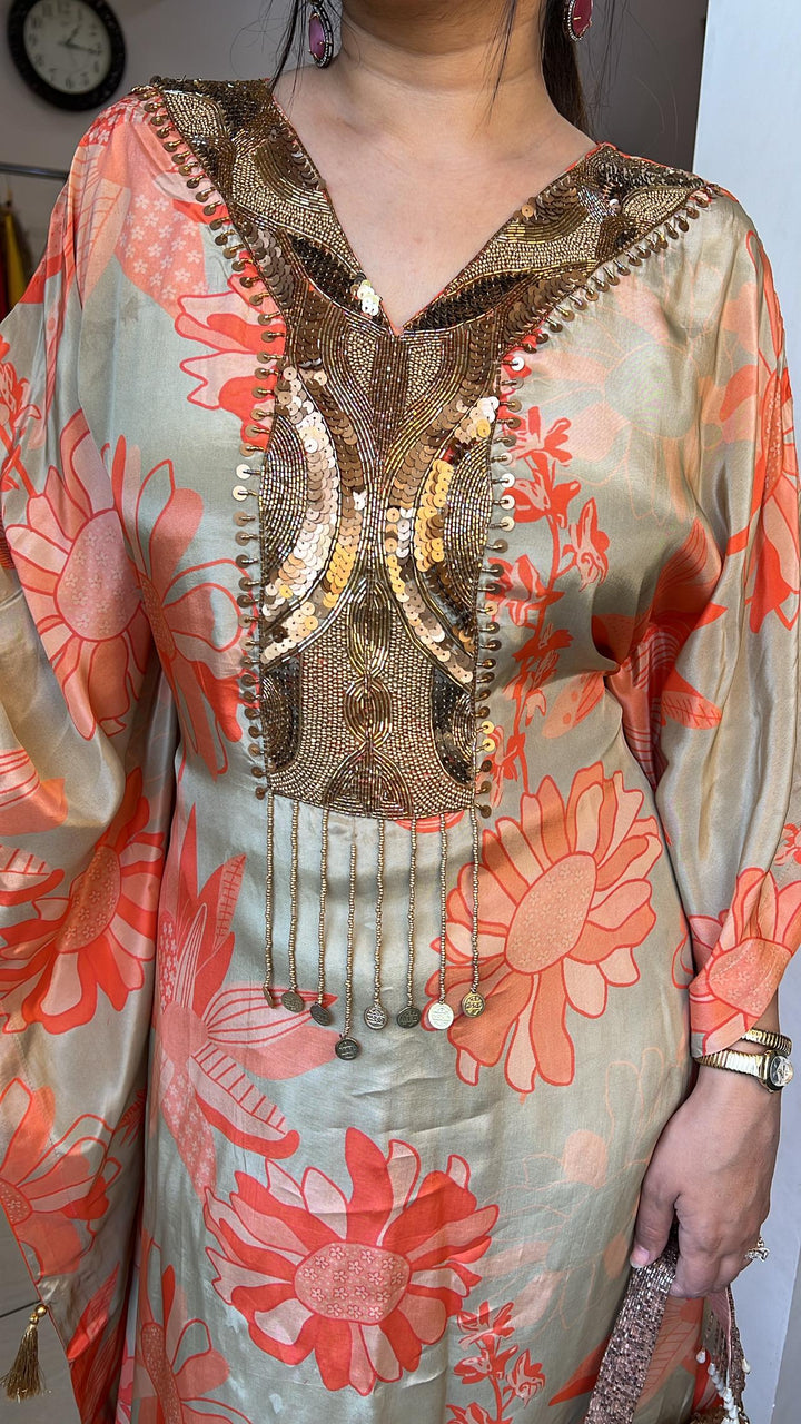 OLIVE GREEN FESTIVE KAFTAN SET