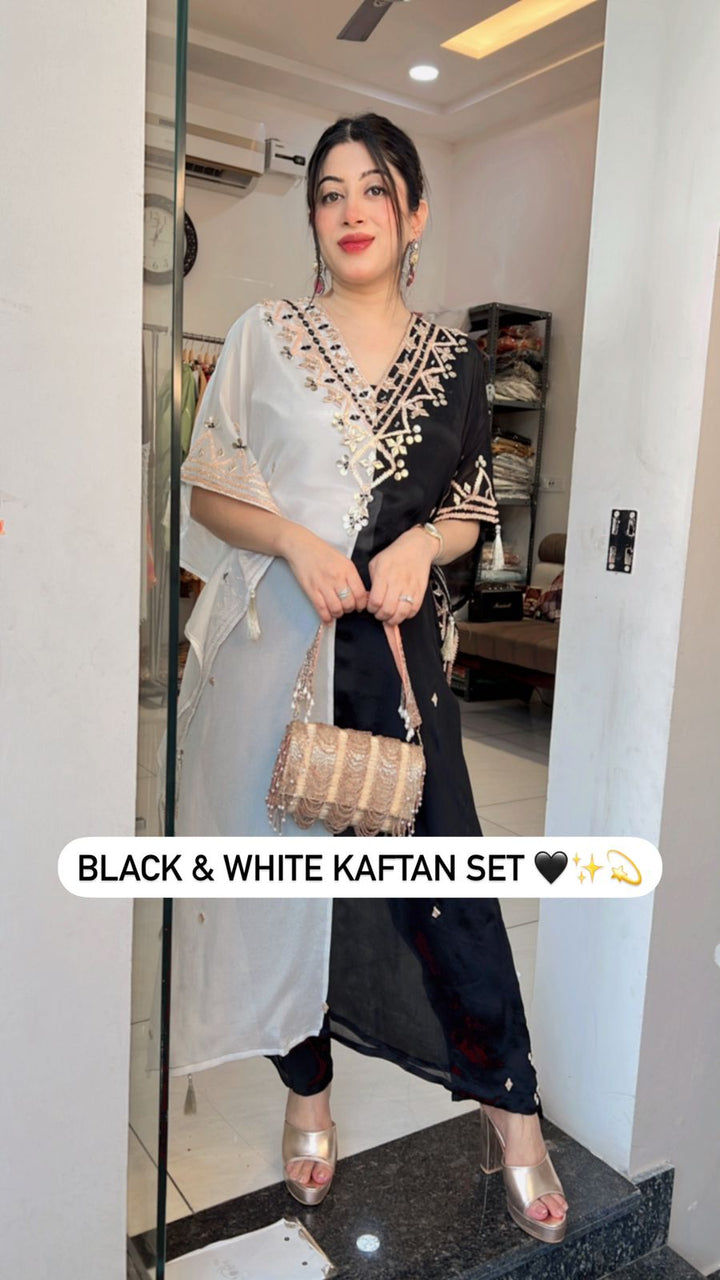 BLACK & WHITE KAFTAN SET