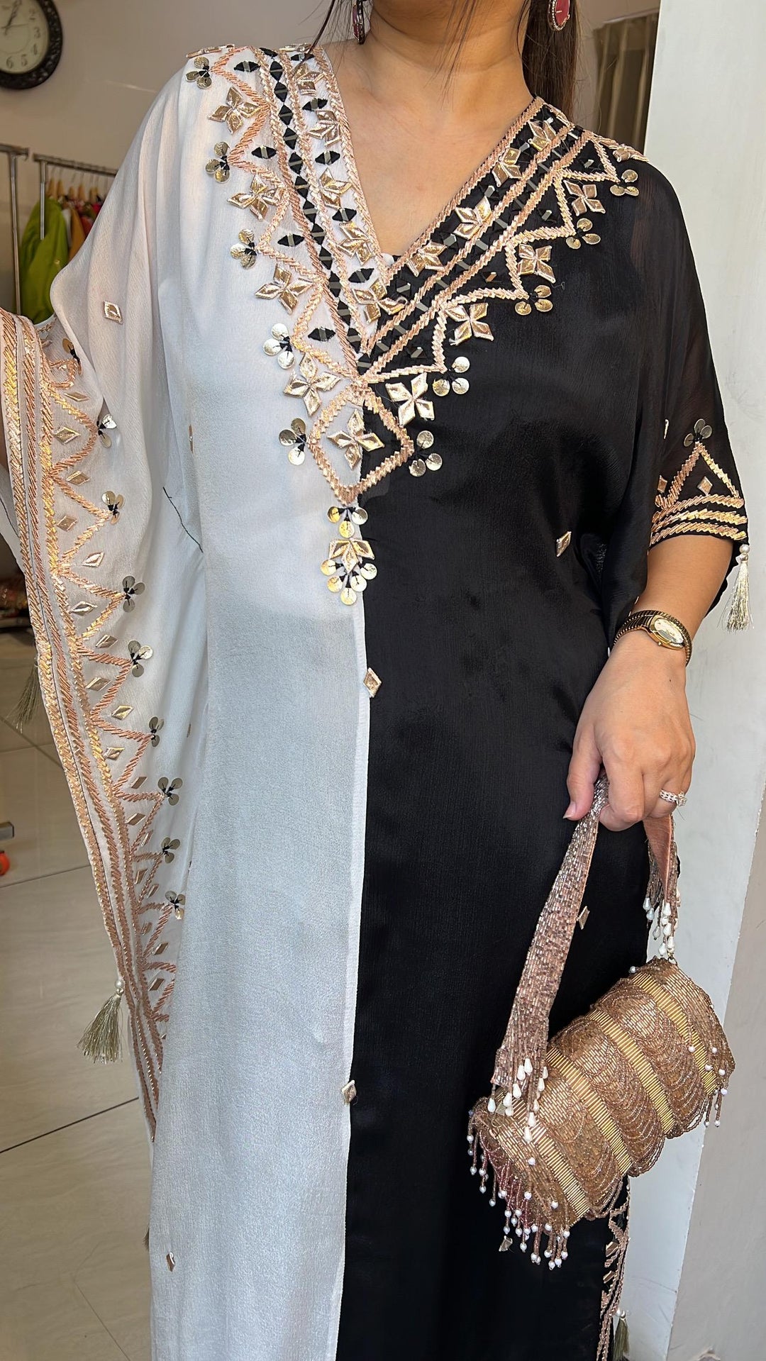 BLACK & WHITE KAFTAN SET
