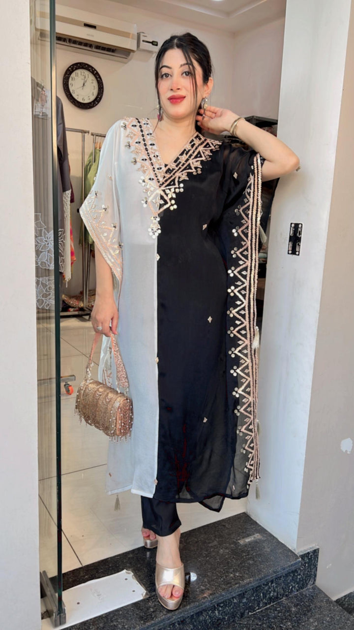BLACK & WHITE KAFTAN SET