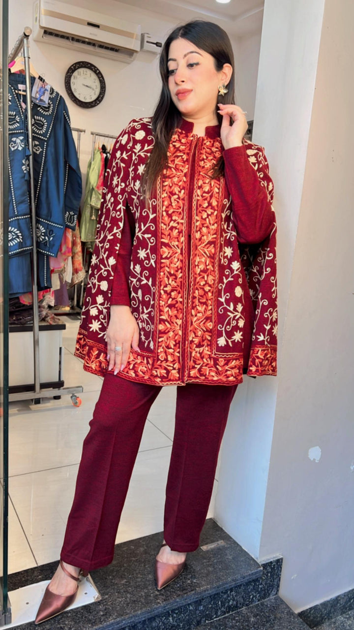 3PC WINTER EMBROIDERED CO-ORD SET
