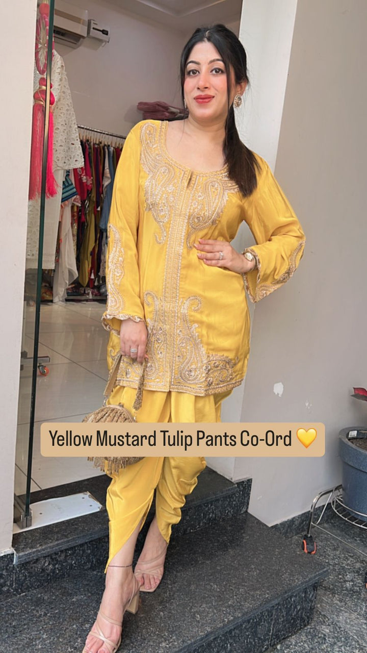 YELLOW MUSTARD TULIP PANTS CO-ORD SET