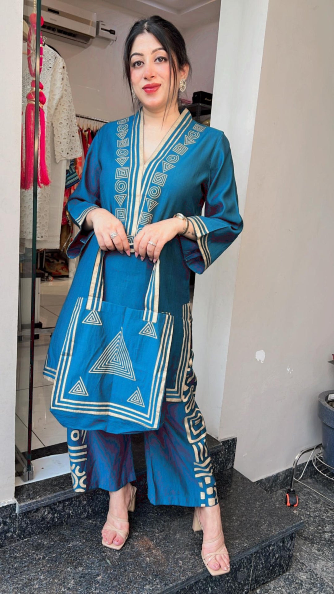 BLUE CO-ORD WITH BAG