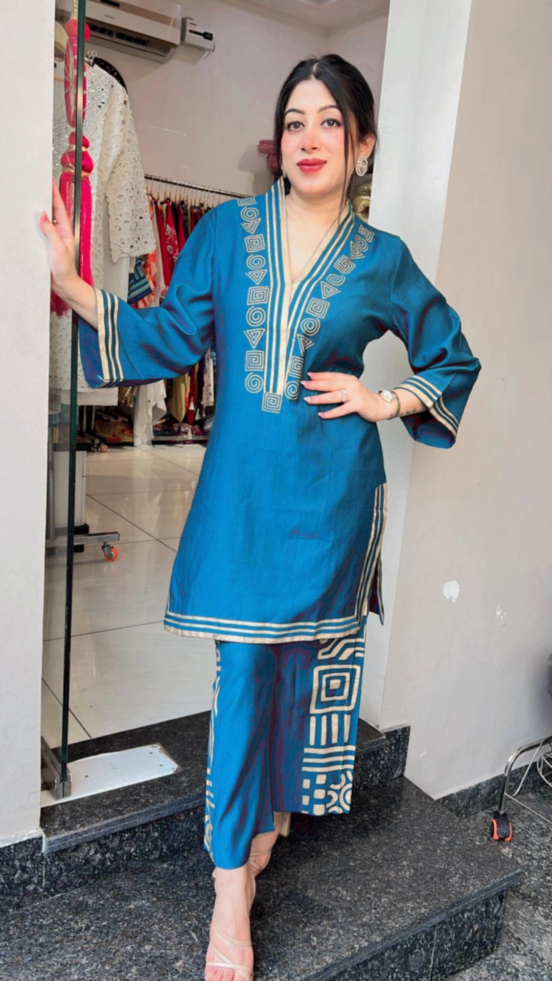 BLUE CO-ORD WITH BAG