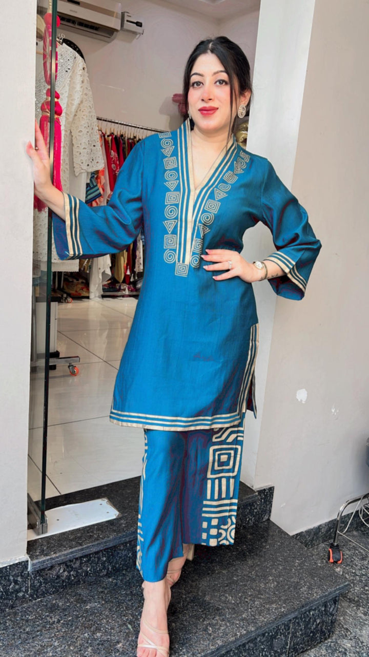 BLUE CO-ORD WITH BAG