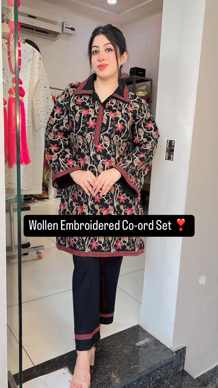BLACK WINTER EMBROIDERED CO-ORD