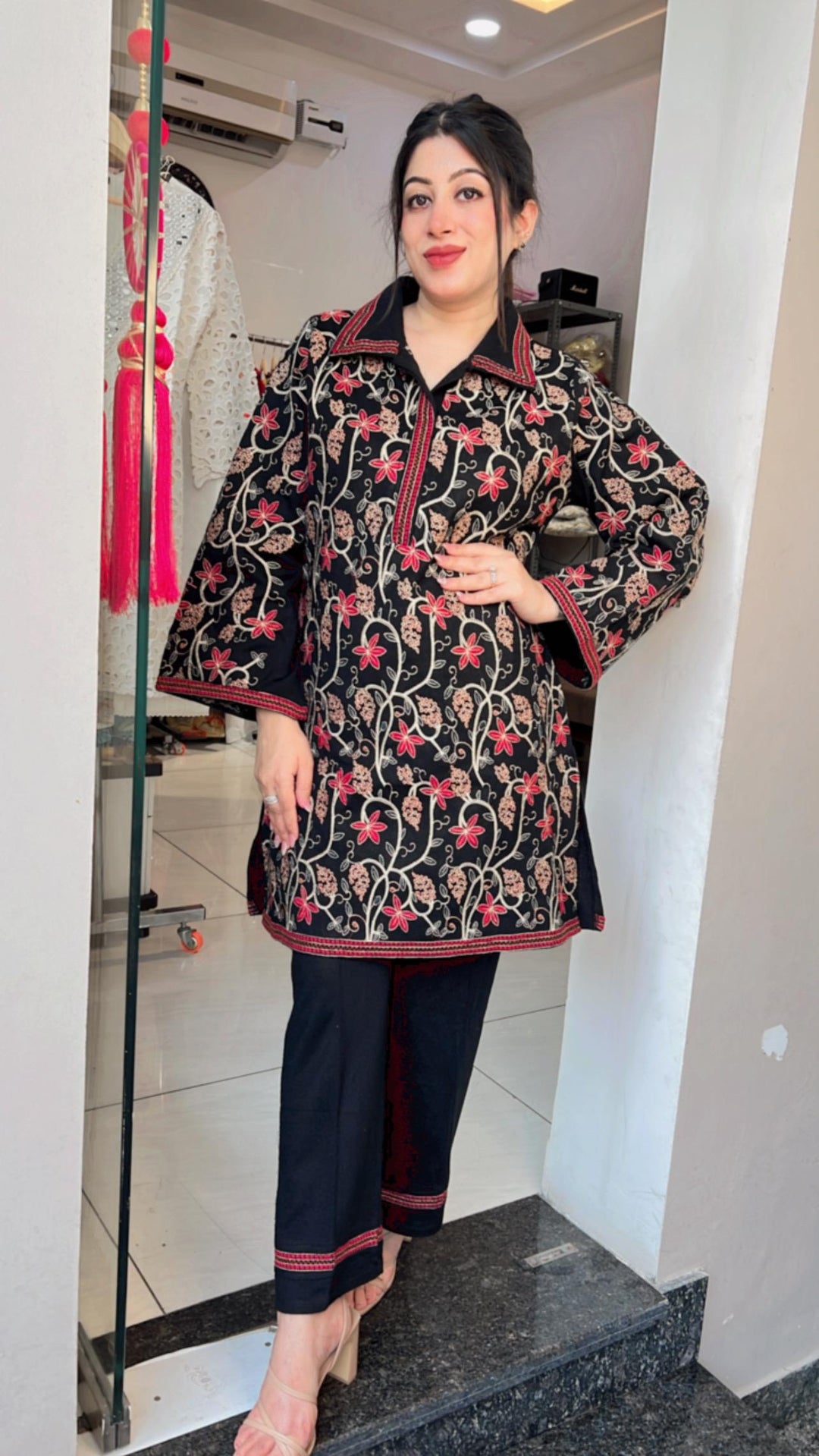 BLACK WINTER EMBROIDERED CO-ORD