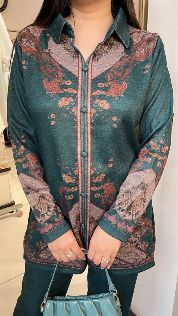 GREEN PRINTED WINTER CO-ORD