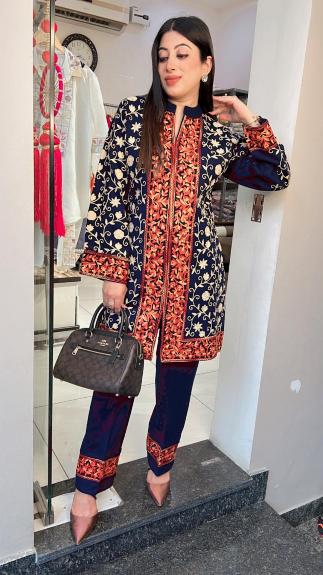 BLUE EMBROIDERED WOOLEN CO-ORD SET