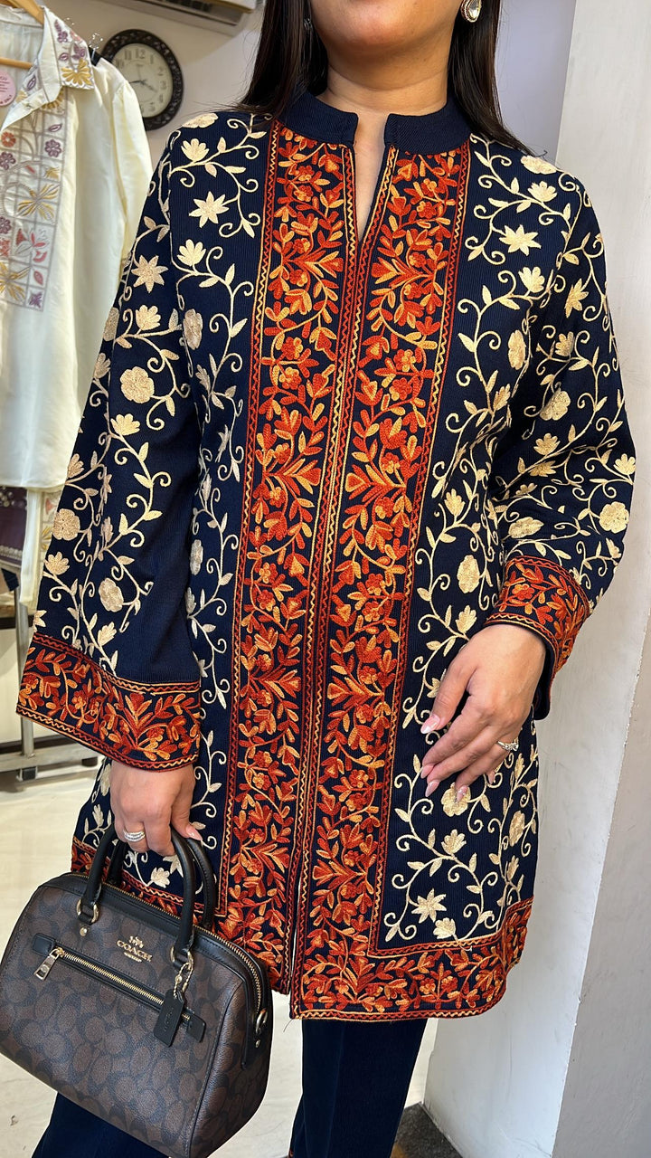 BLUE EMBROIDERED WOOLEN CO-ORD SET