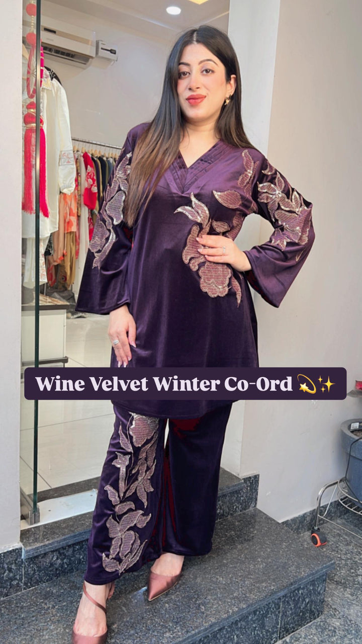 WINE VELVET WINTER CO-ORD