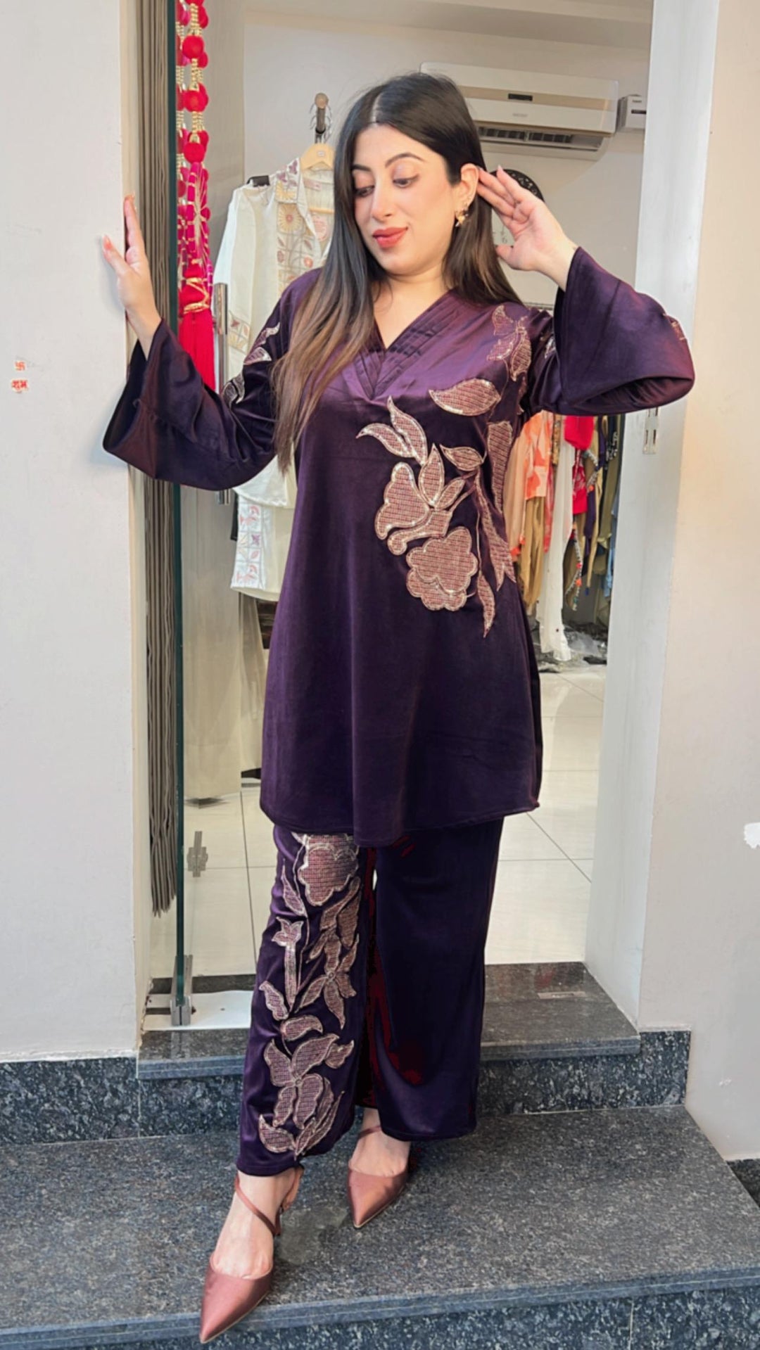 WINE VELVET WINTER CO-ORD