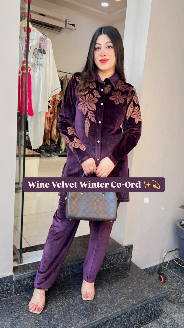 WINE VELVET WINTER CO-ORD