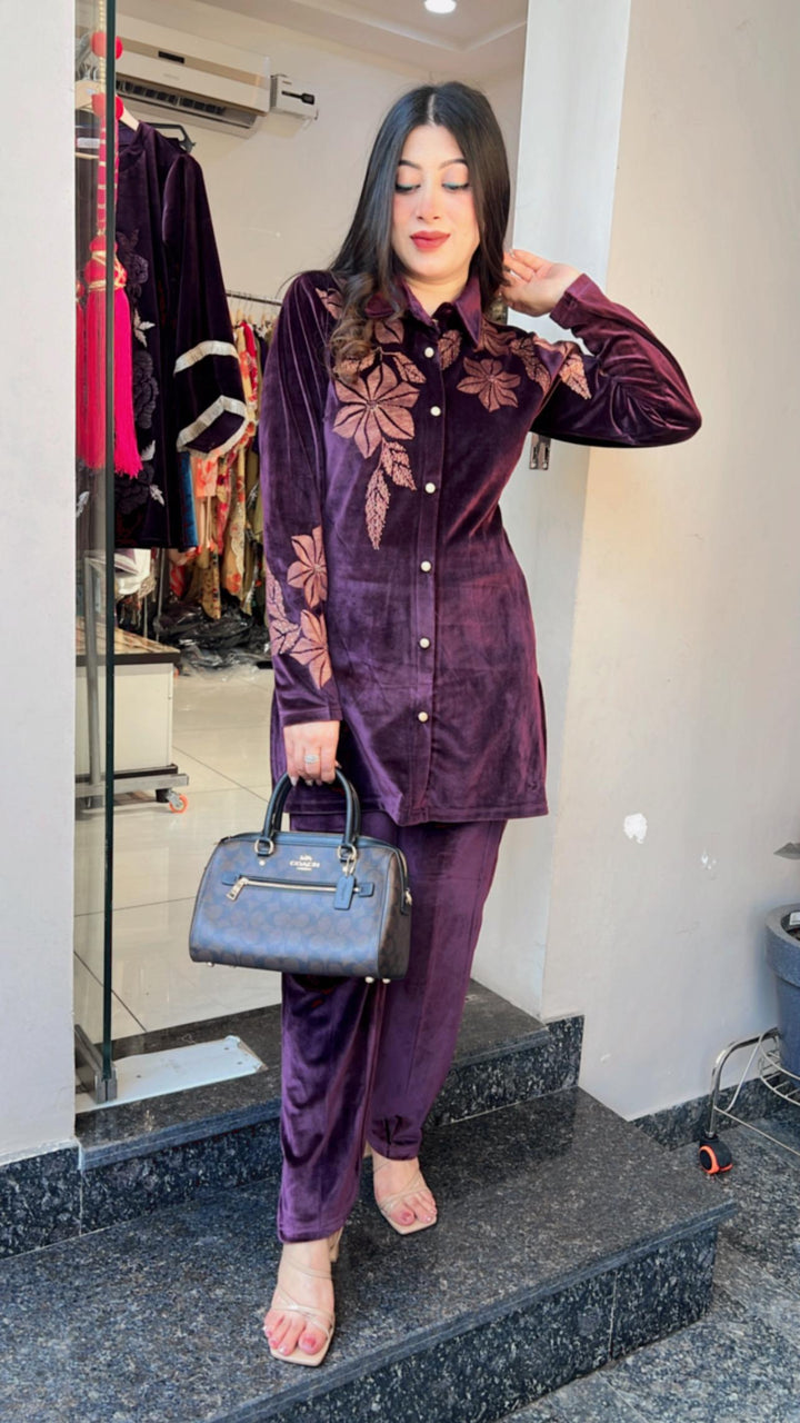 WINE VELVET WINTER CO-ORD