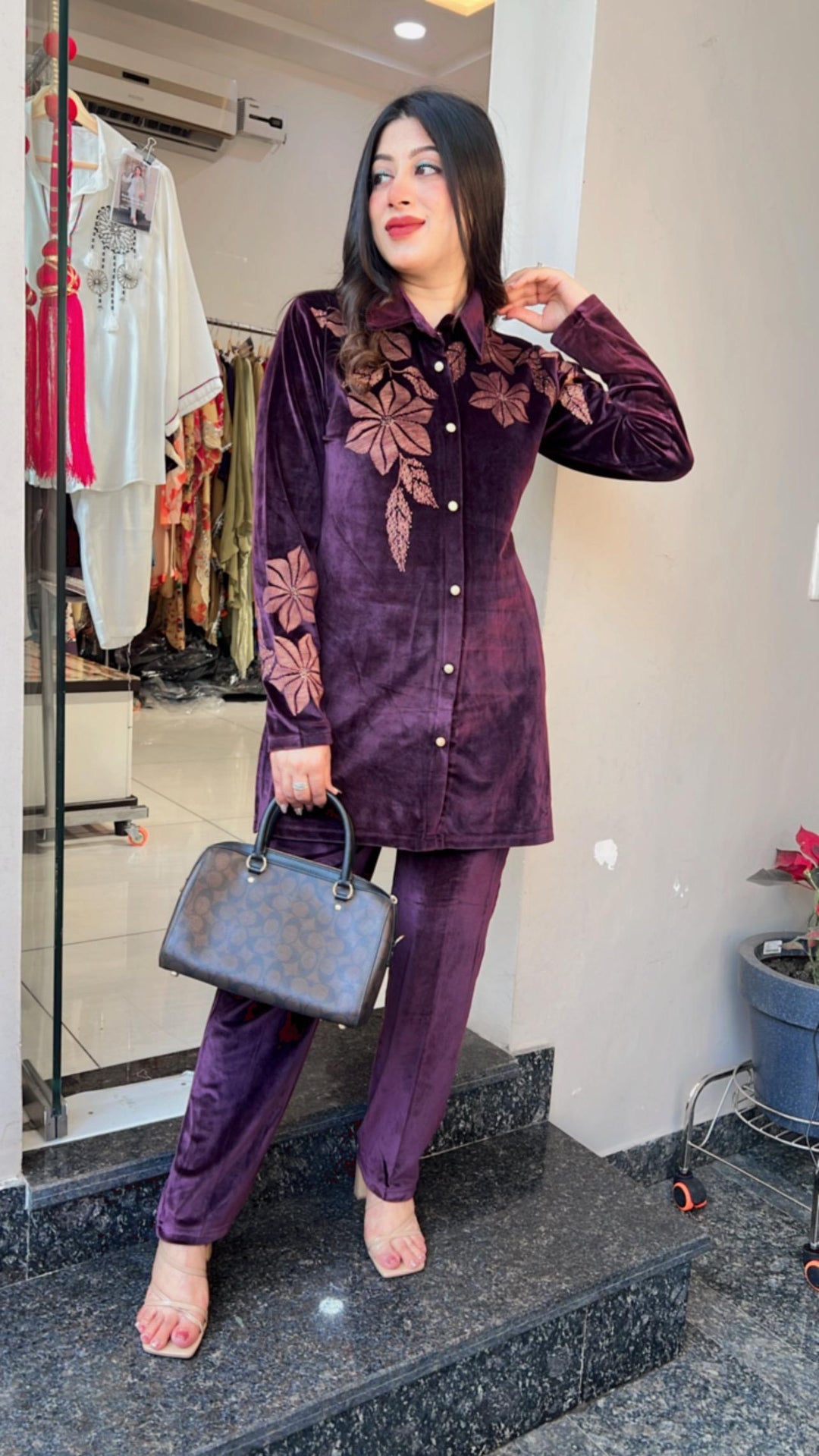 WINE VELVET WINTER CO-ORD