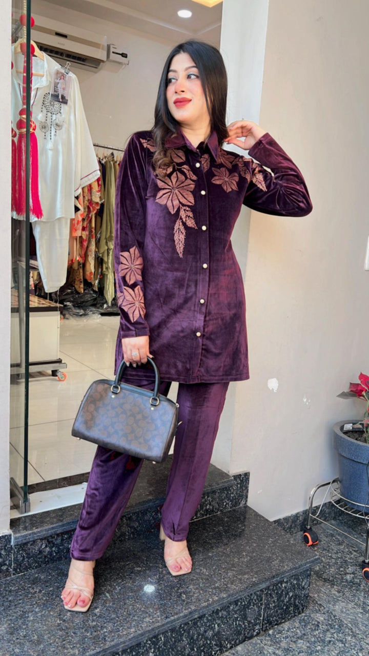 WINE VELVET WINTER CO-ORD
