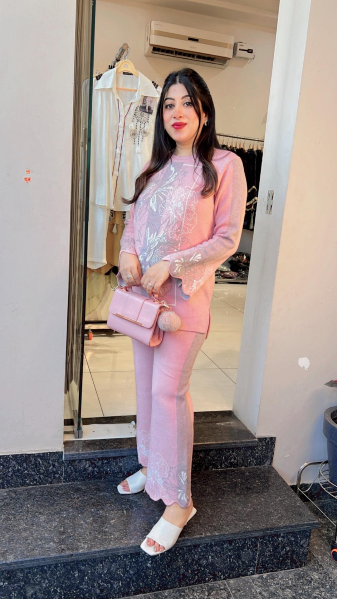 FLORAL PINK KNITTED CO-ORD