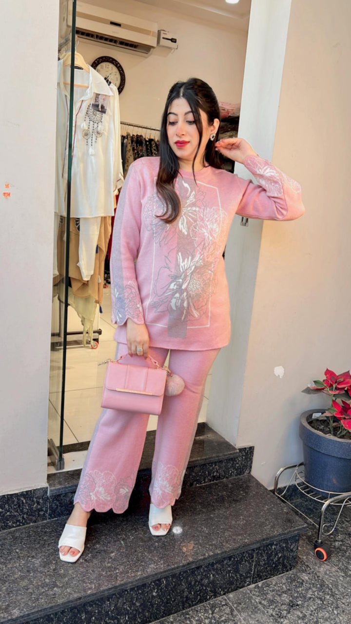 FLORAL PINK KNITTED CO-ORD