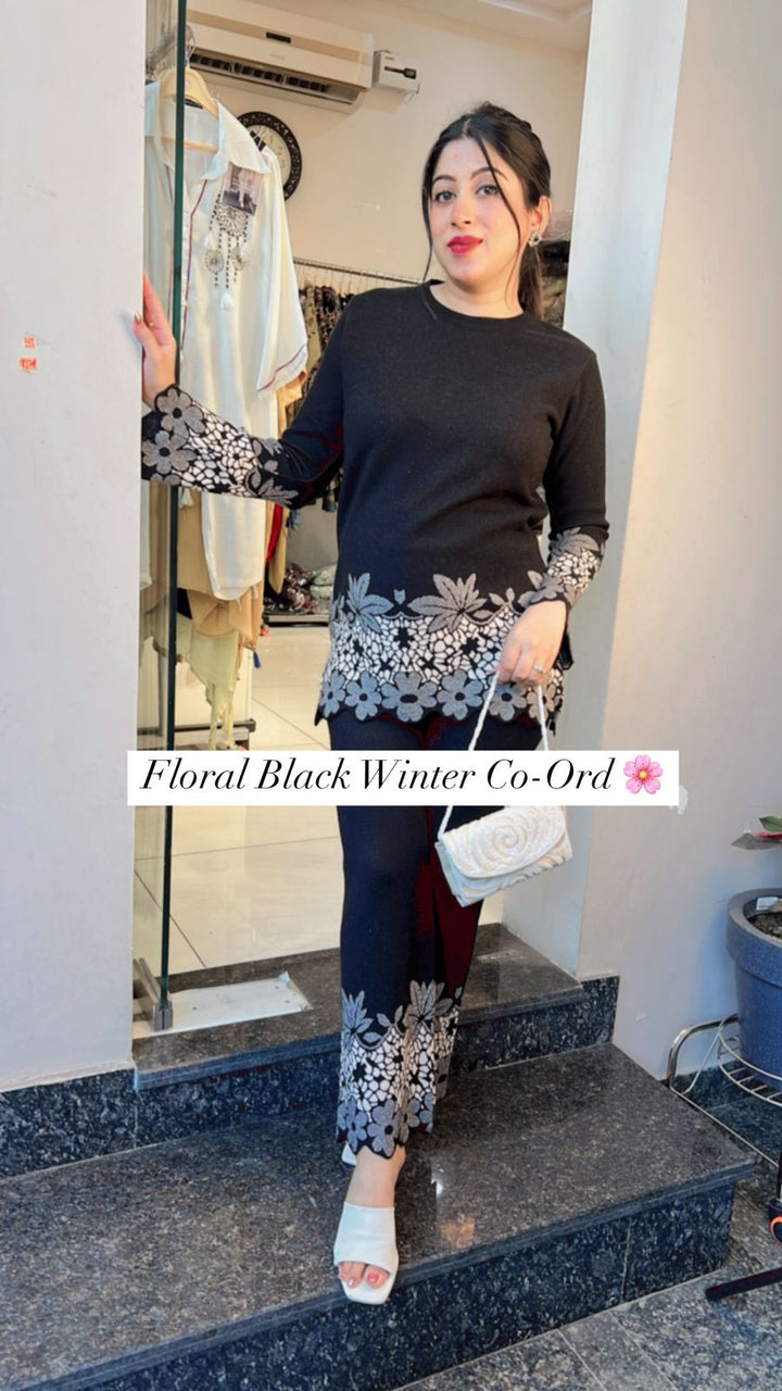 DAISY FLORAL BLACK WINTER CO-ORD