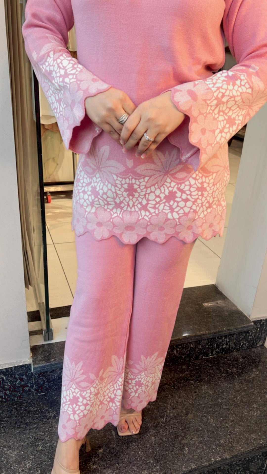 PINK KINTTED WINTER CO-ORD