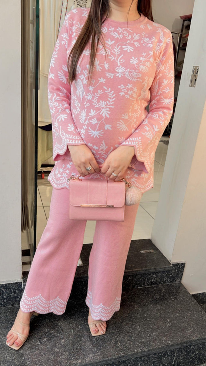 FLORAL PINK KNITTED WINTER CO-ORD