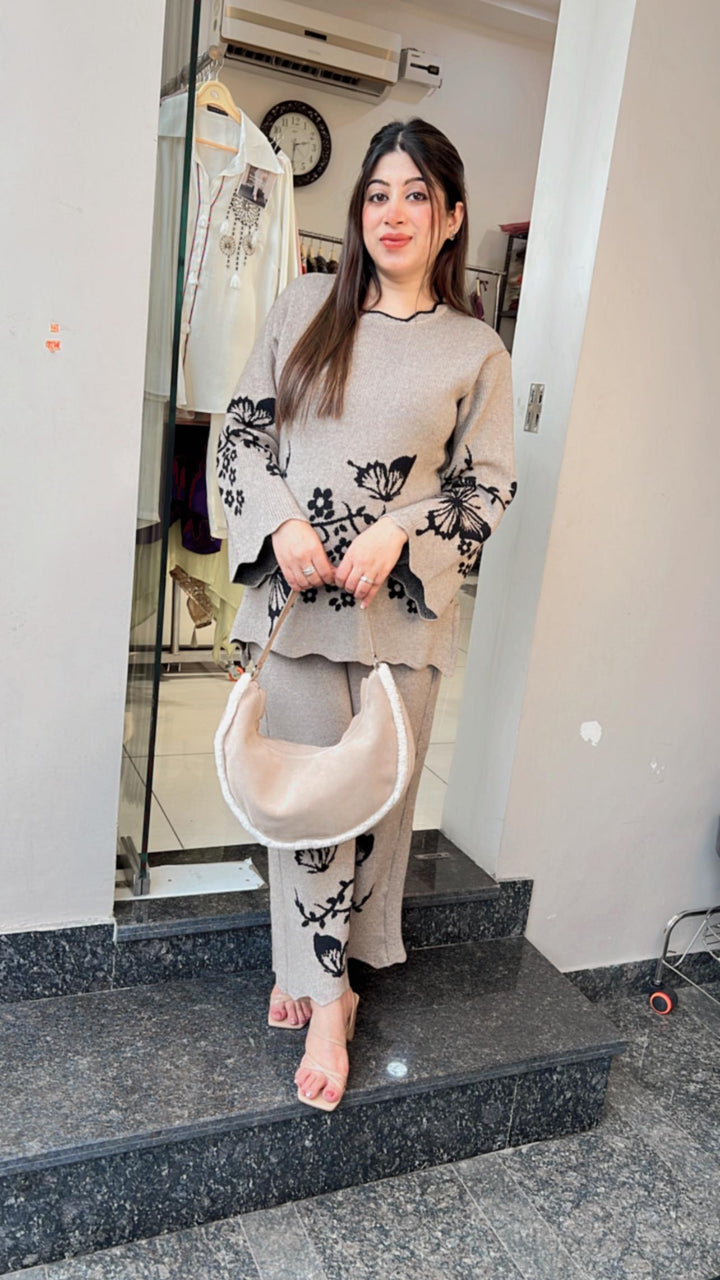 OATMEAL BUTTERFLY KNITTED CO-ORD