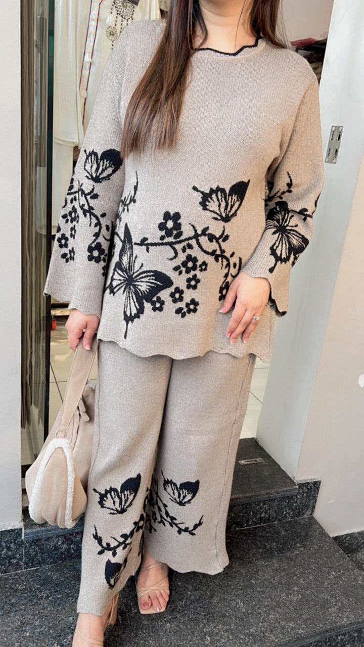 OATMEAL BUTTERFLY KNITTED CO-ORD