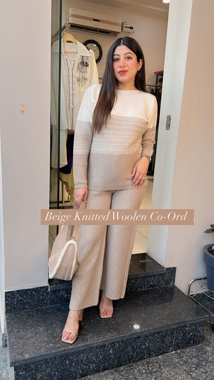 BEIGE KNITTED WOOLEN CO-ORD