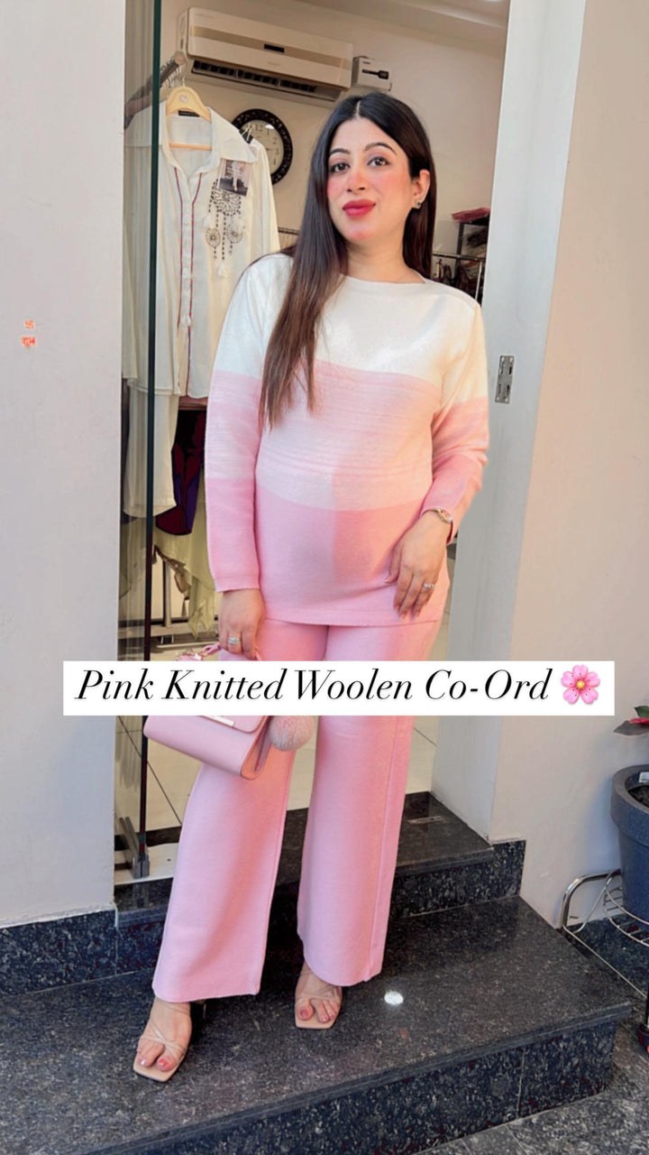 PINK KNITTED WOOLEN CO-ORD