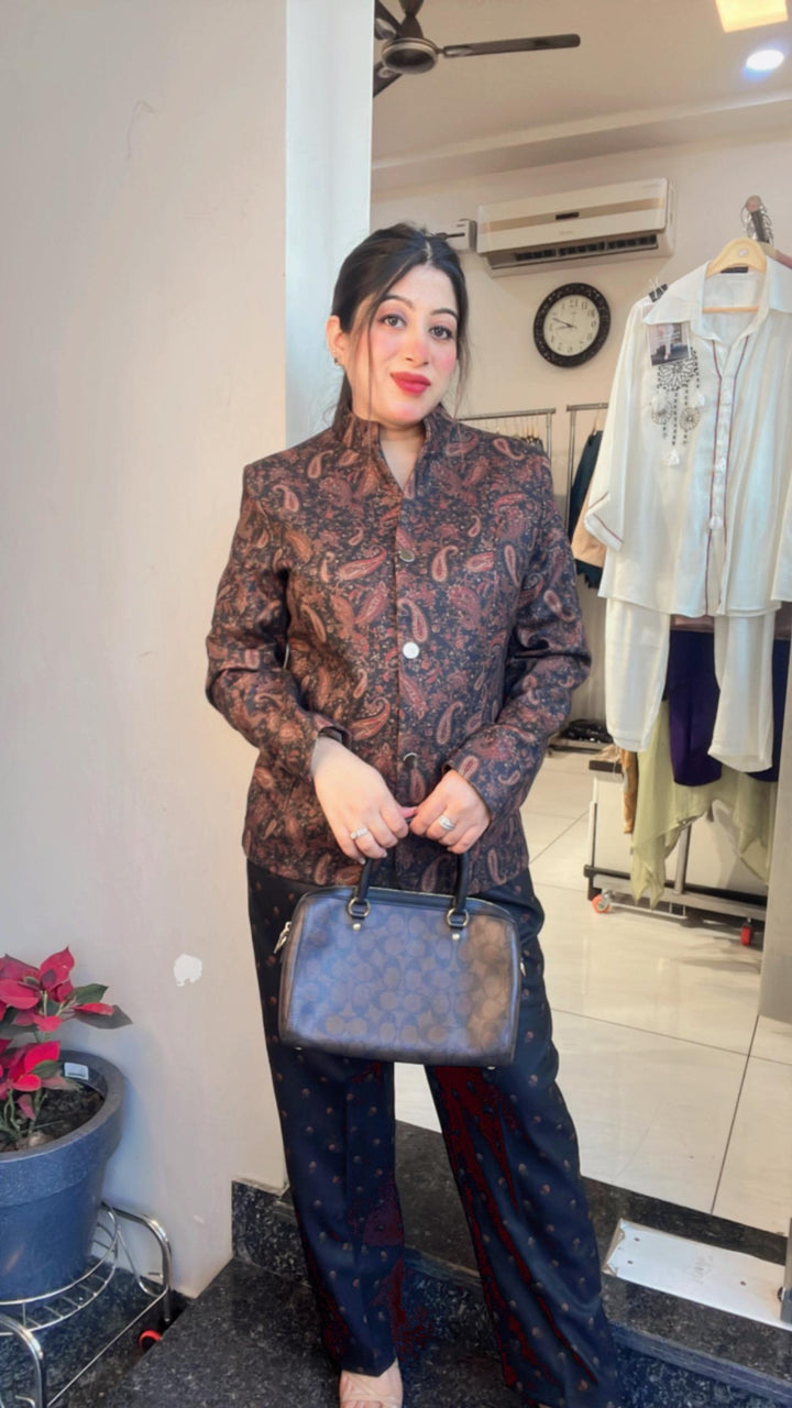 BROWN WINTER TWEED BLAZER SET
