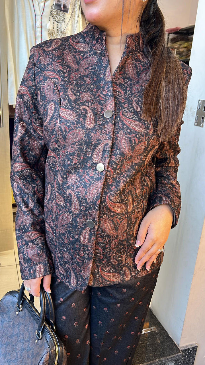 BROWN WINTER TWEED BLAZER SET