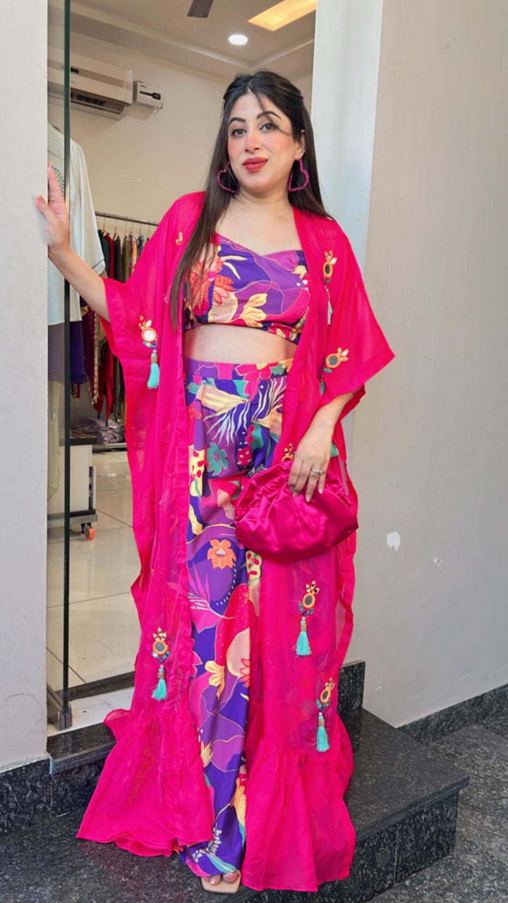Designer Indo Western with tassle cape🌺