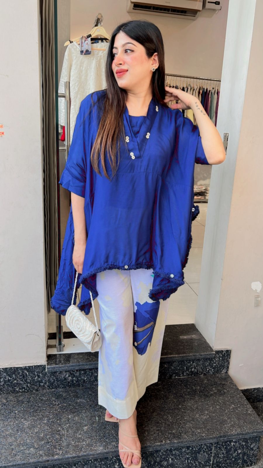 BLUE KAFTAN STYLE CO-ORD SET