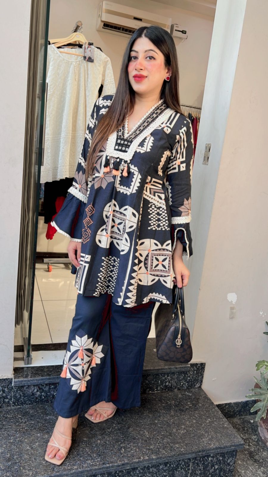Flex Cotton Printed Kurta with embellished details