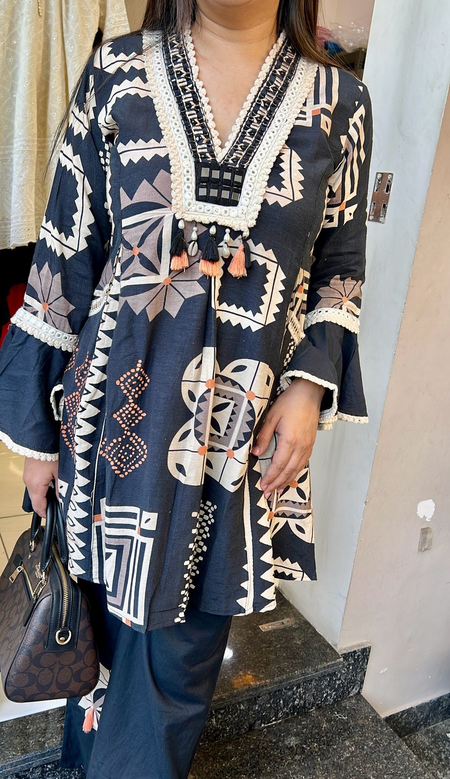 Flex Cotton Printed Kurta with embellished details