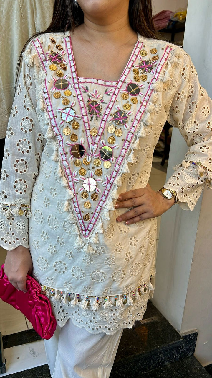 PINK PURE COTTON SCHIFFLI CO-ORD