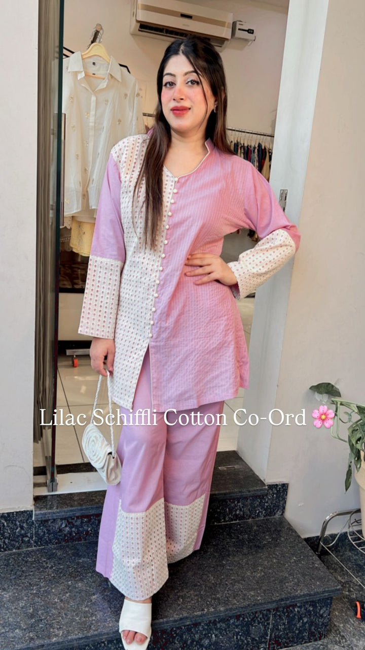 LILAC COTTON SCHIFFLI CO-ORD
