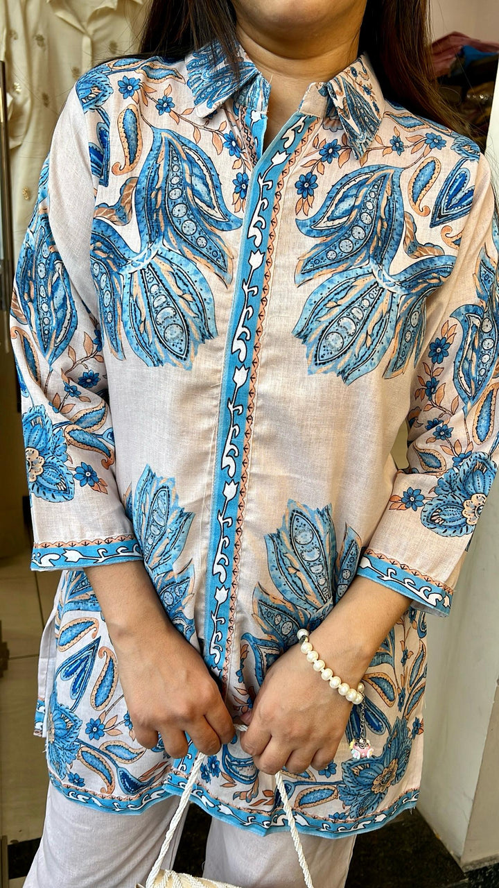 BLUE MOTIFS PRINTED CO-ORD