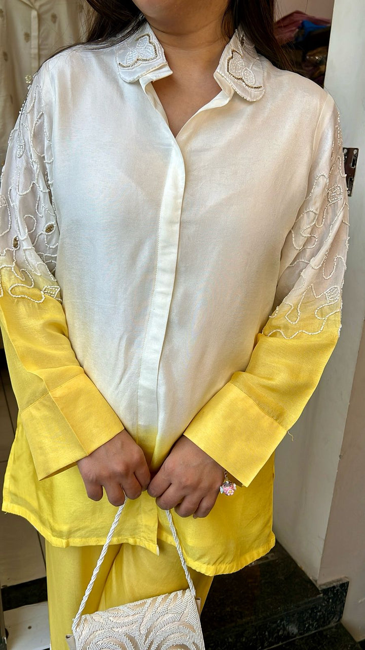 YELLOW OMBRE EMBELLISHED CO-ORD